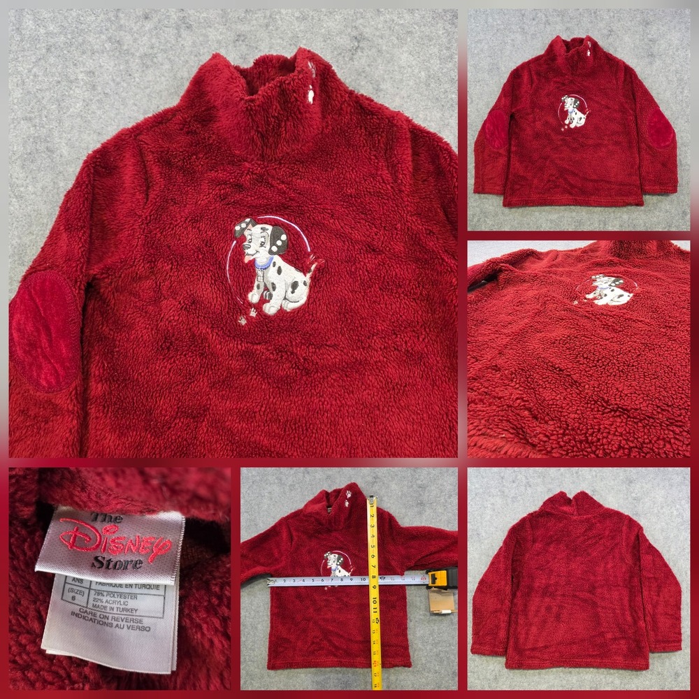 The Disney Store Sweatshirt Kids 6 Red 101 Dalmatians Fleece Mock Neck Puppy